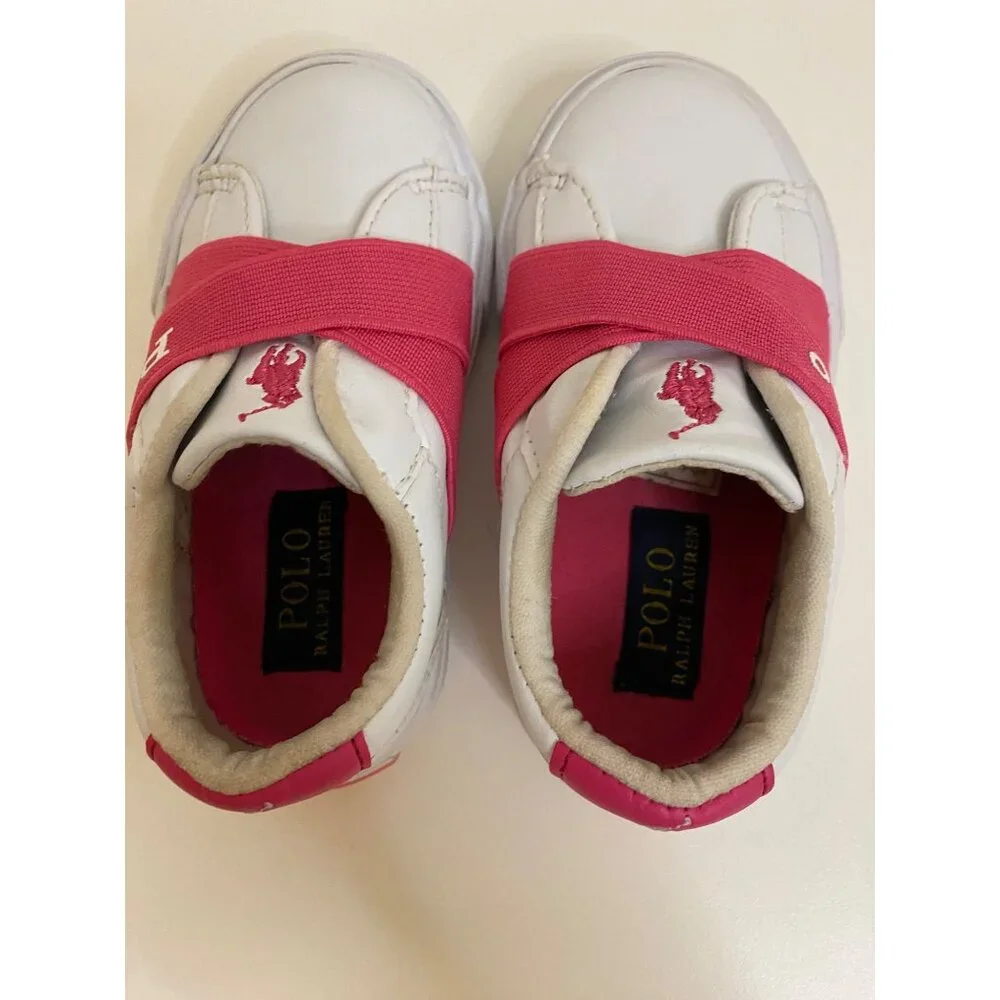Polo Ralph Lauren Sneakers‎ Toddler 6 Pink/White Easten II EZ Slip-On Shoes